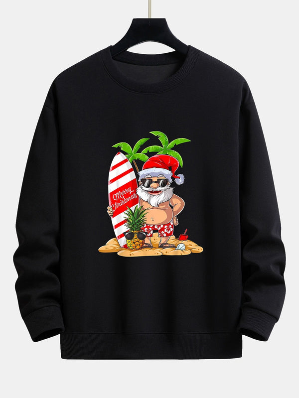Summer Beach Santa Print Relax Fit Sweatshirt